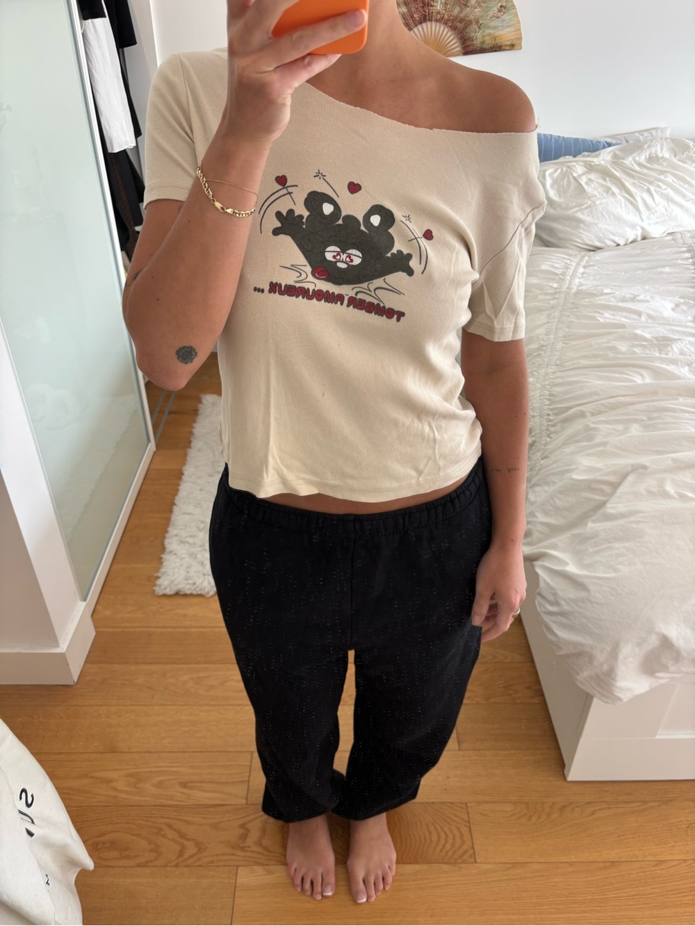 Off-Shoulder Graphic Women's Tee